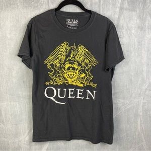 Officially Licensed Queen Gold Foil Crest Print Logo Band T-Shirt Size Small